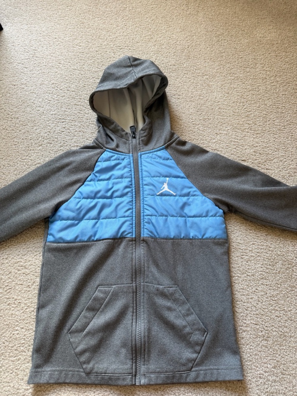 Jordan Boys- size Small Light Blue and Gray Quilted Performance Jacket